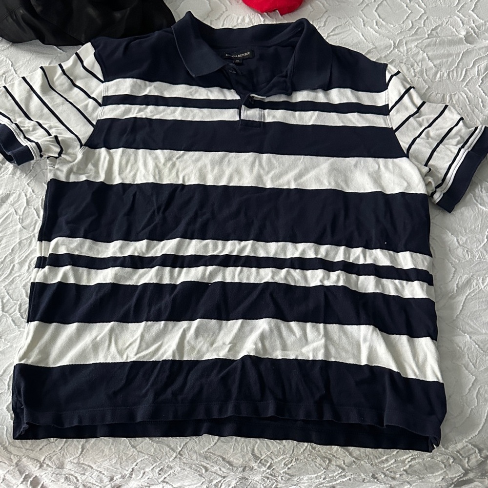 Banana Republic Dark Blue and White Polo Shirt